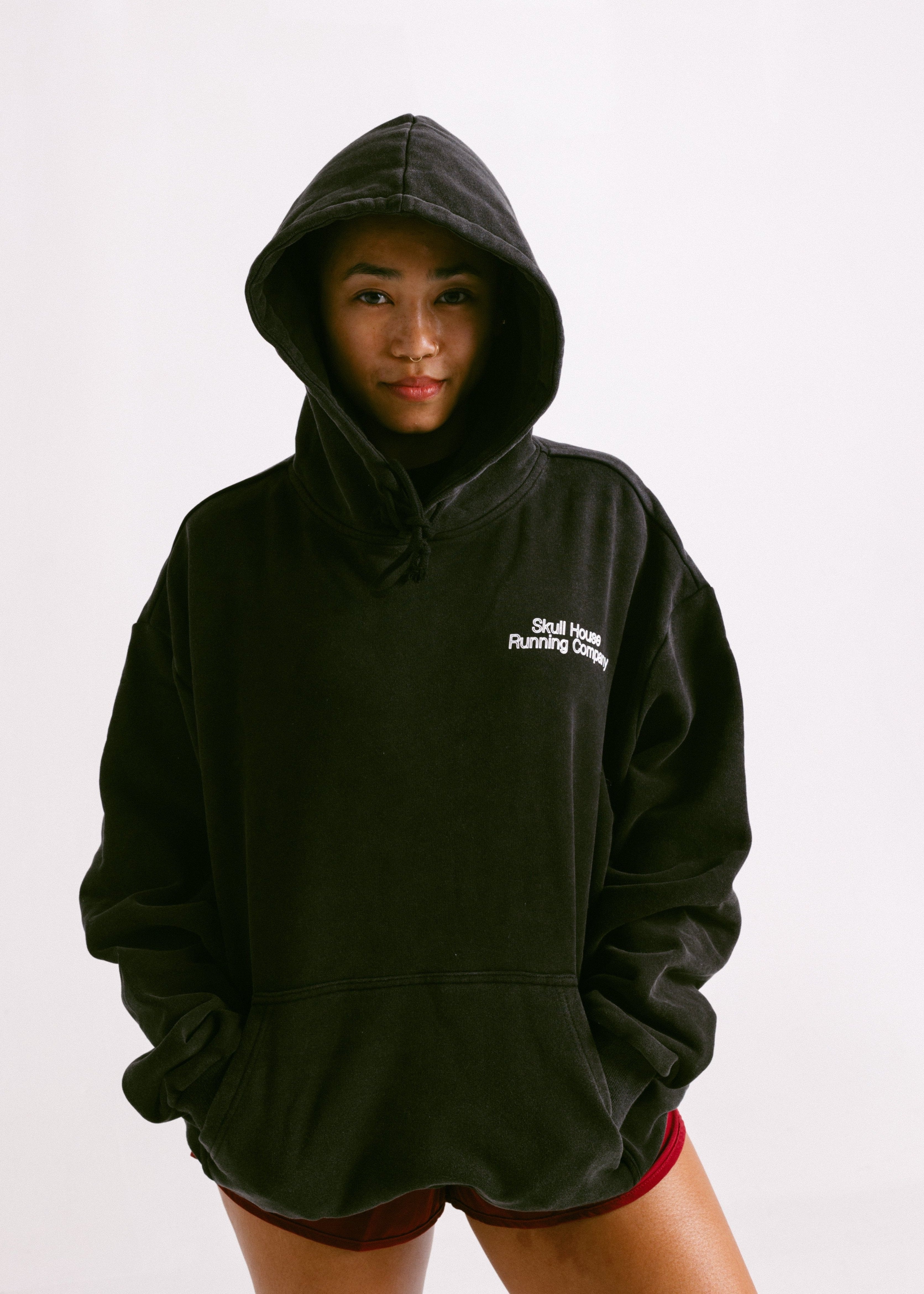 'DIMENSIONS' HOODIE, UNISEX - WASHED BLACK