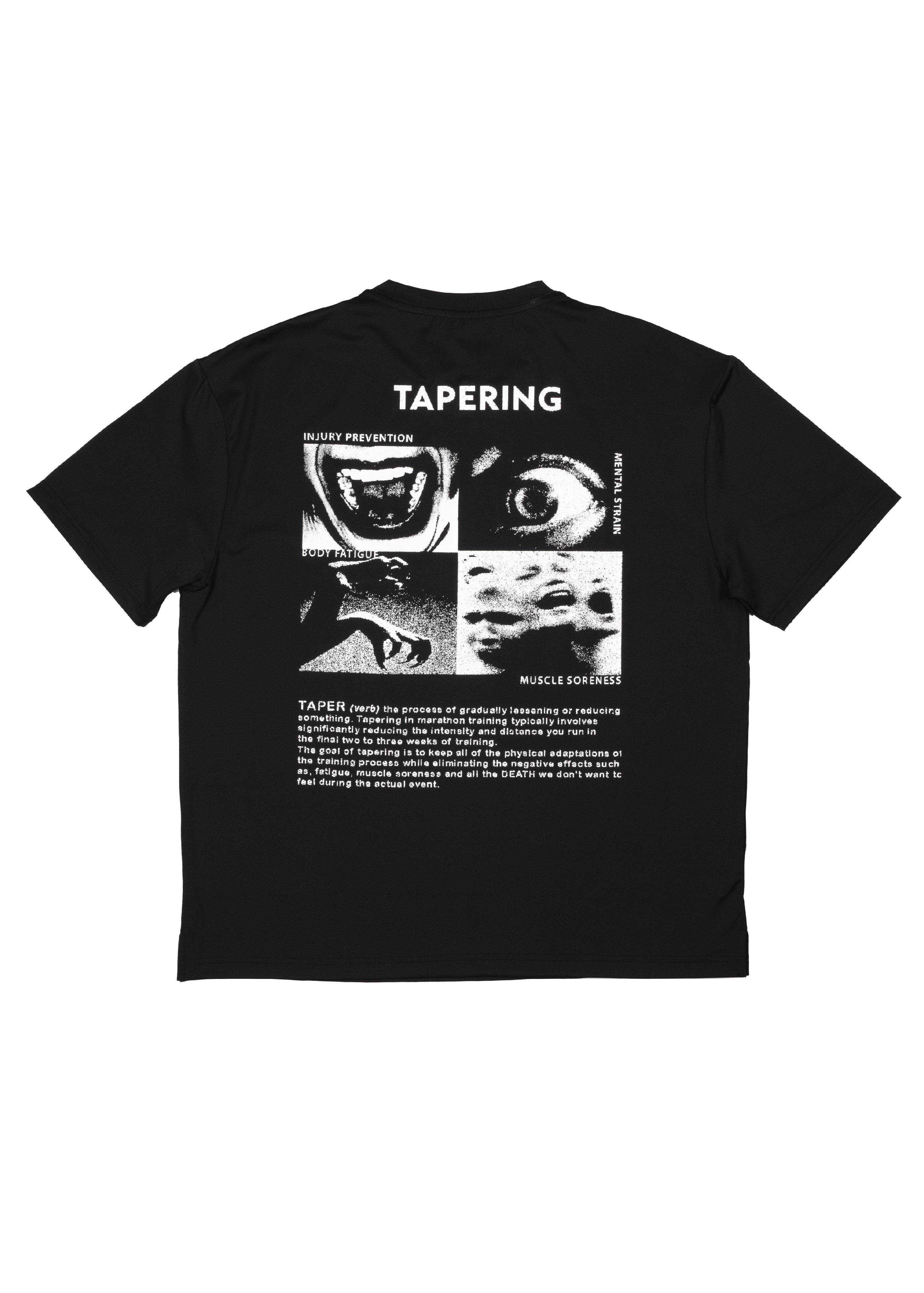 TAPERING RUN TEE, UNISEX - BLACK